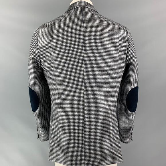 NEIMAN MARCUS Size 40 Wool Black & White Houndstooth Notch Lapel Sport Coat - Picture 3 of 6
